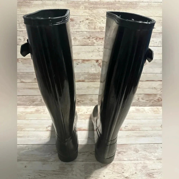 Hunter Original Gloss Tall Rain Boots Women’s Size 6 Black Galoshes - Picture 4 of 10